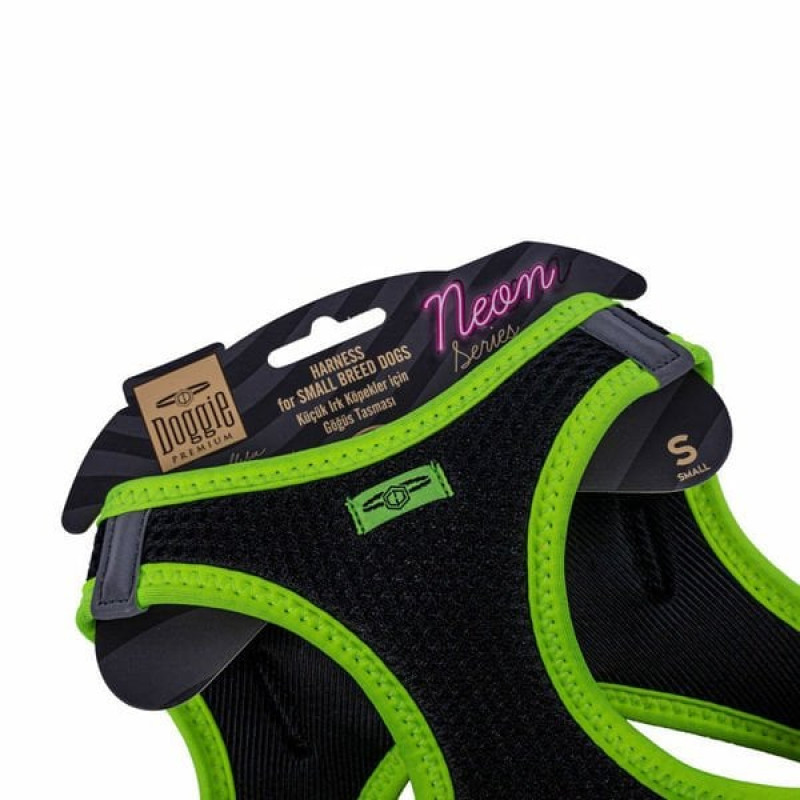 Doggie S Neon Havalı Dokuma Küçük Irk Göğüs Tasması Sarı 32-38 Cm | Köpek Göğüs Tasması