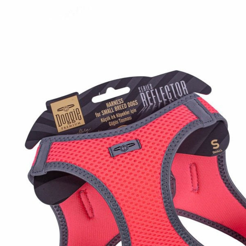 Doggie S Reflektör Havalı Dokuma Göğüs Tasması Pembe 32-38 Cm | Köpek Göğüs Tasması