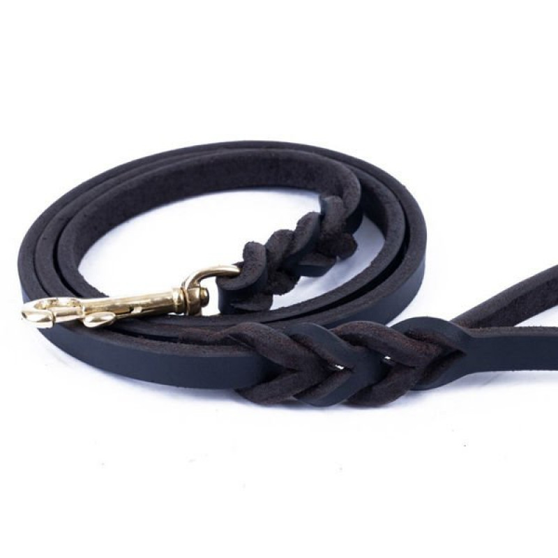 Doggie S Yağlı Derili 4 Örgülü Eğitim Gezdirme Kayışı Kahverengi 1.4x150 Cm | Köpek Gezdirme Tasması