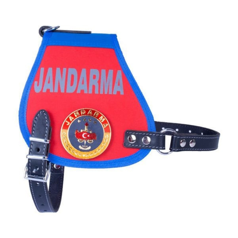 Doggie XL Üniforma Jandarma Armalı Göğüs Tasması Kırmızı 2,5x70-80 Cm | Köpek Göğüs Tasması