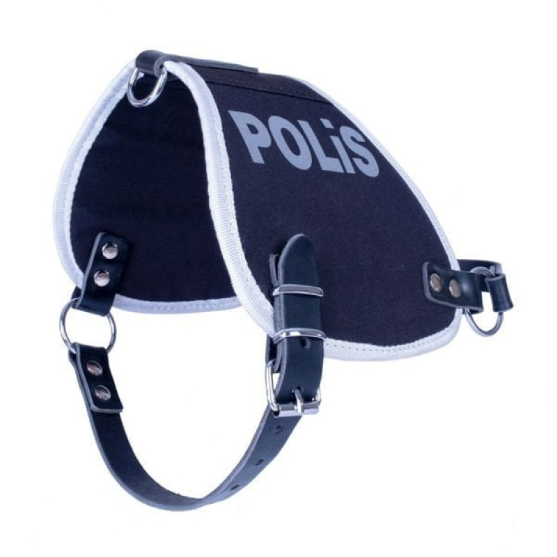 Doggie XL Üniforma Polis Köpeği Göğüs Tasması Siyah 2.5x70-80 Cm | Köpek Göğüs Tasması