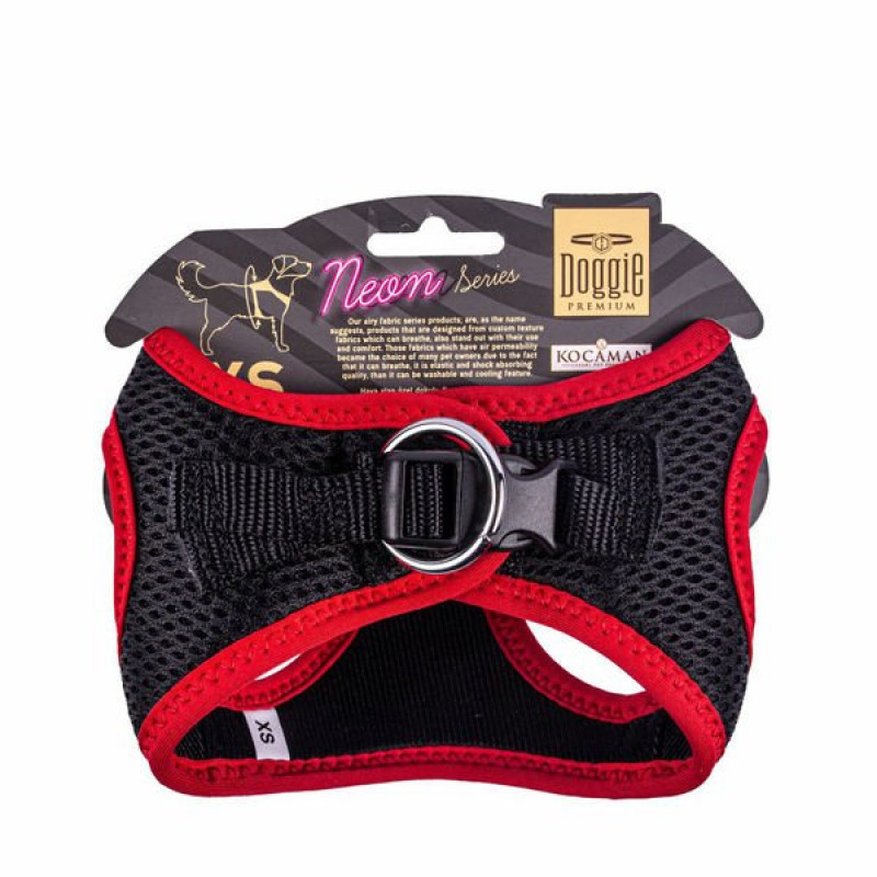 Doggie XS Neon Havalı Dokuma Küçük Irk Göğüs Tasması Kırmızı 30-34 Cm | Köpek Göğüs Tasması