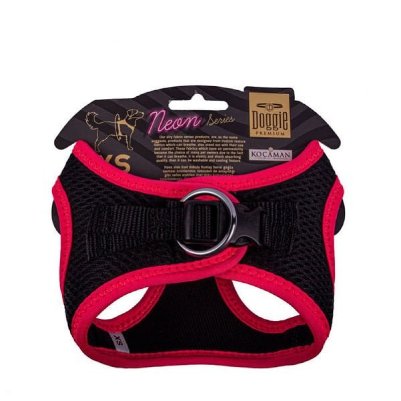 Doggie XS Neon Havalı Dokuma Küçük Irk Göğüs Tasması Pembe 30-34 Cm | Köpek Göğüs Tasması