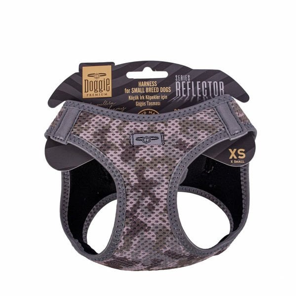 Doggie XS Reflektör Havalı Dokuma Göğüs Tasması Kamuflaj 30-34 Cm | Köpek Göğüs Tasması