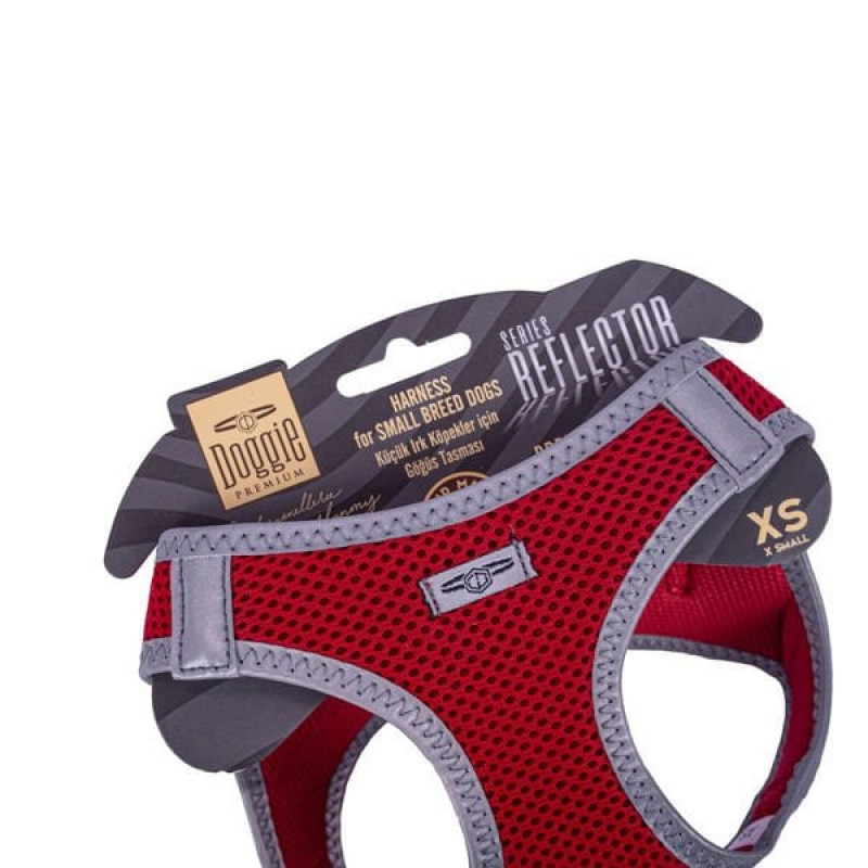 Doggie XS Reflektör Havalı Dokuma Göğüs Tasması Kırmızı 30-34 Cm | Köpek Göğüs Tasması