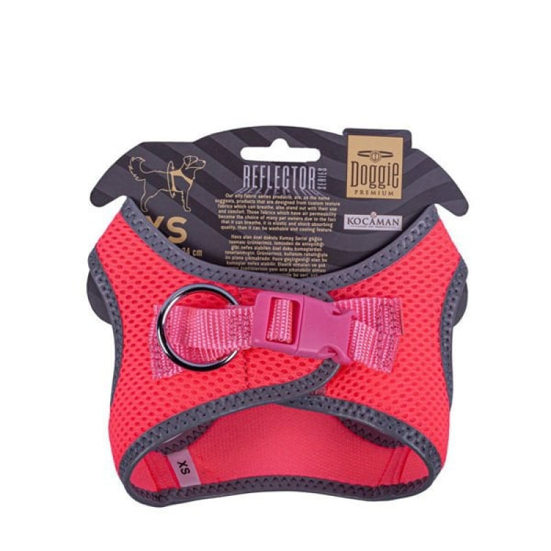 Doggie XS Reflektör Havalı Dokuma Göğüs Tasması Pembe 30-34 Cm | Köpek Göğüs Tasması