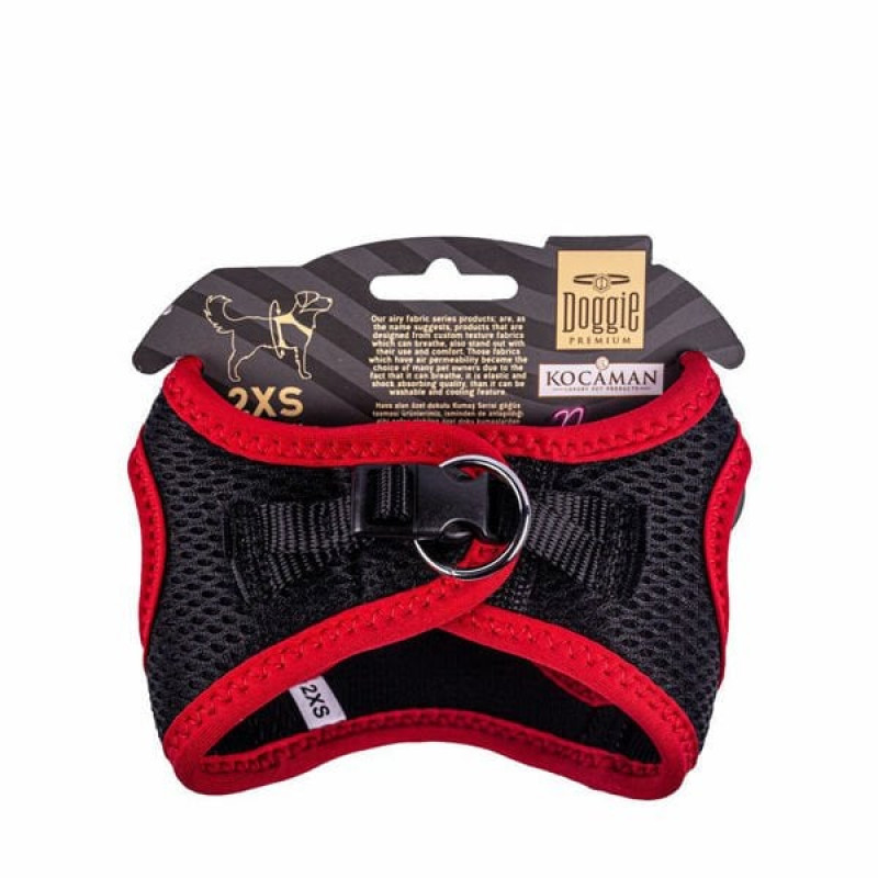 Doggie XXS Neon Havalı Dokuma Göğüs Tasması Kırmızı 26-30 Cm | Köpek Göğüs Tasması