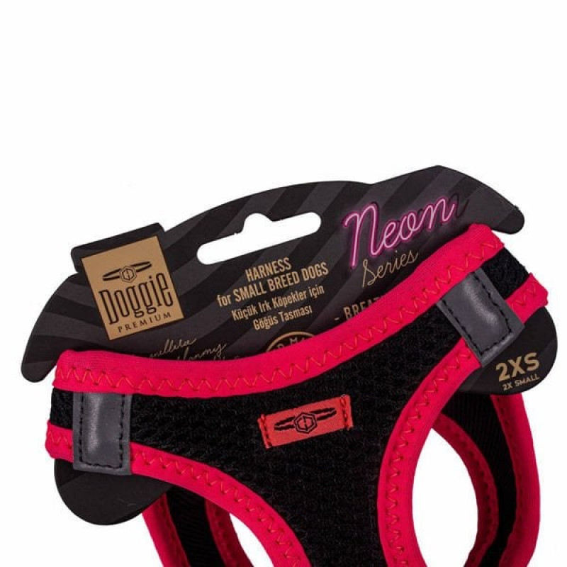 Doggie XXS Neon Havalı Dokuma Göğüs Tasması Pembe 26-30 Cm | Köpek Göğüs Tasması