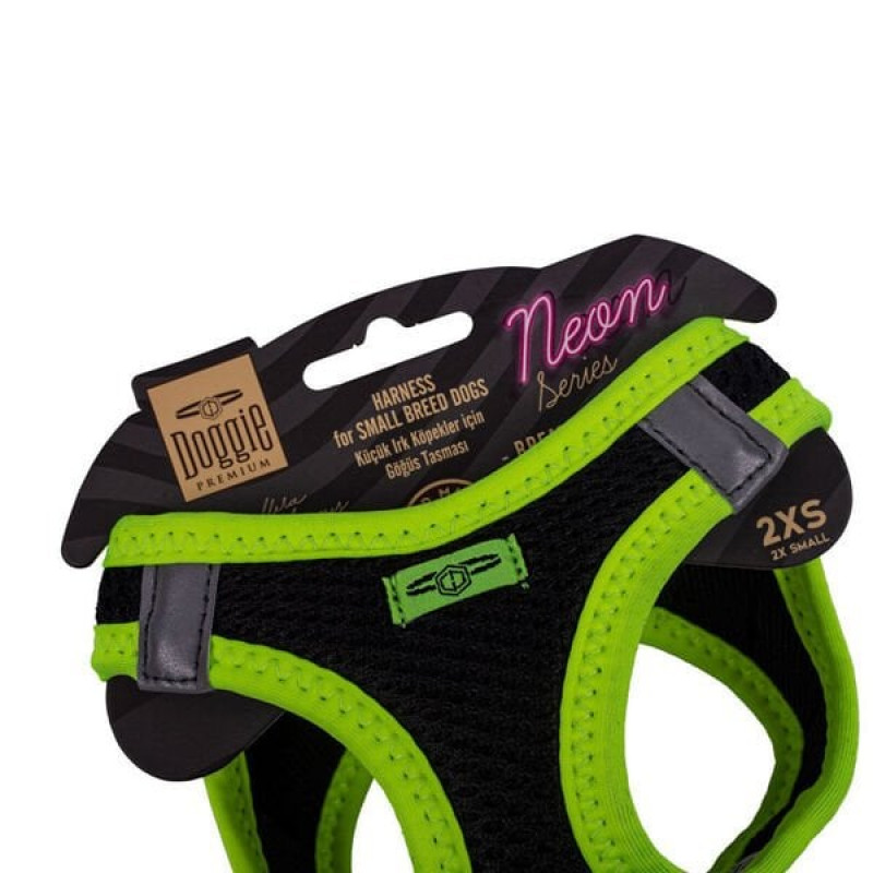 Doggie XXS Neon Havalı Dokuma Göğüs Tasması Sarı 26-30 Cm | Köpek Göğüs Tasması