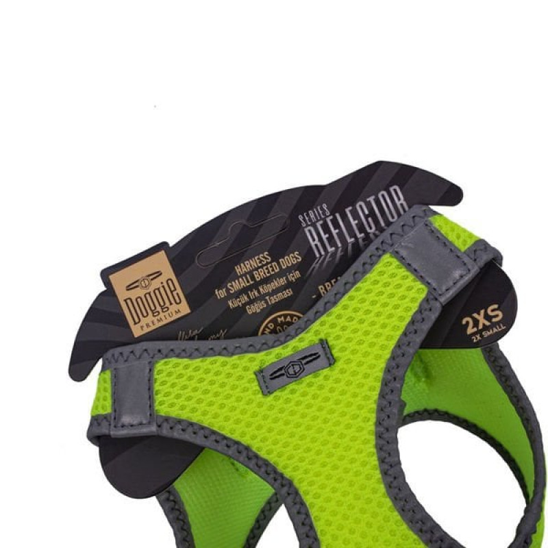 Doggie XXS Reflektör Havalı Dokuma Küçük Irk Göğüs Tasması Sarı 26-30 Cm | Köpek Göğüs Tasması