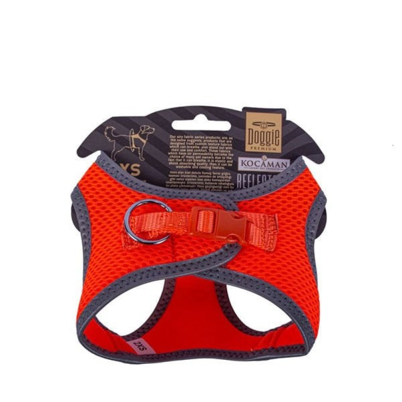 Doggie XXS Reflektör Havalı Dokuma Küçük Irk Göğüs Tasması Turuncu 26-30 Cm | Köpek Göğüs Tasması