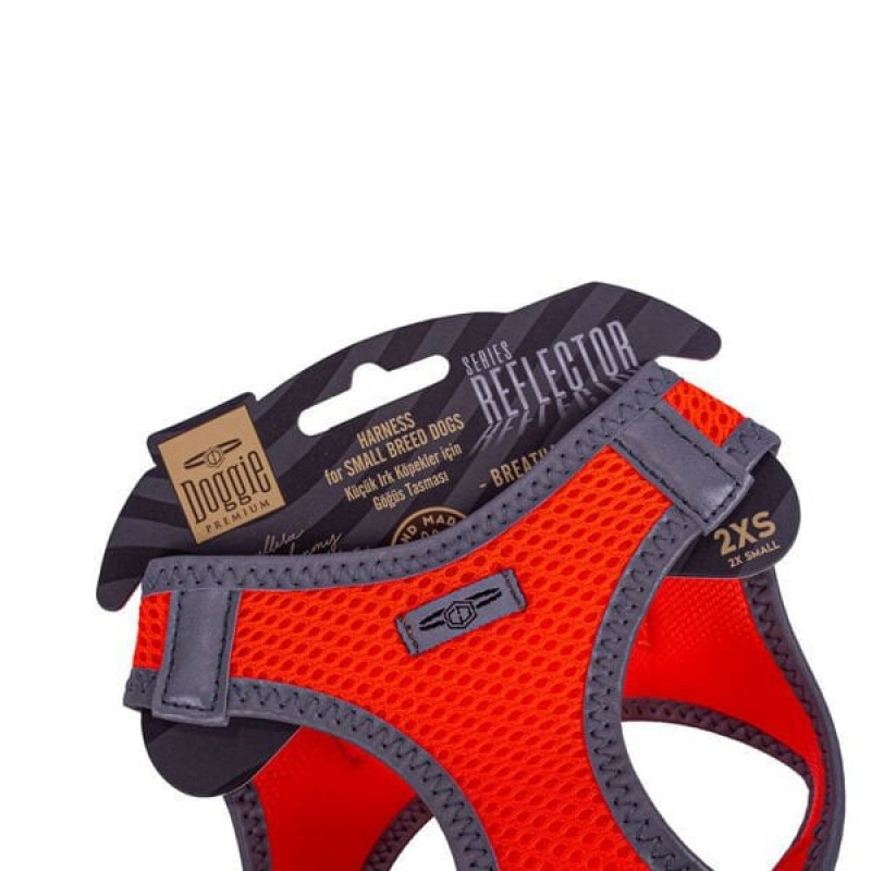 Doggie XXS Reflektör Havalı Dokuma Küçük Irk Göğüs Tasması Turuncu 26-30 Cm | Köpek Göğüs Tasması
