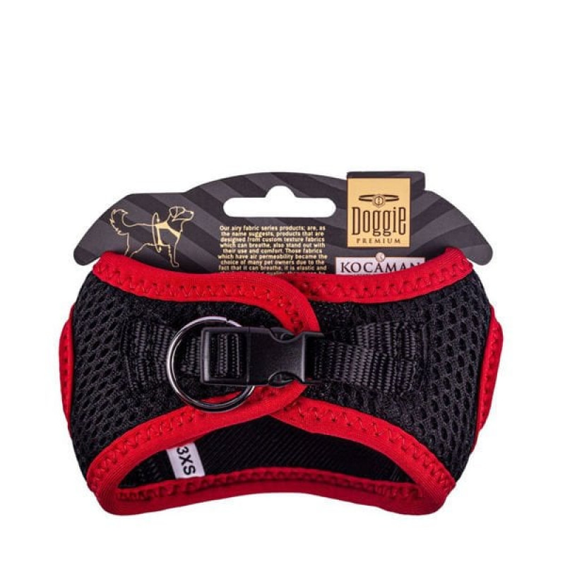 Doggie XXXS Neon Havalı Dokuma Göğüs Kırmızı 22-26 Cm | Köpek Göğüs Tasması