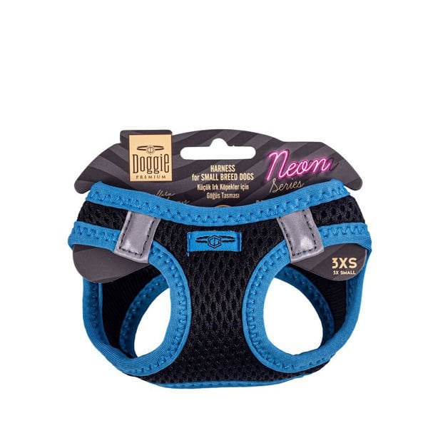 Doggie XXXS Neon Havalı Dokuma Göğüs Tasması Mavi 22-26 Cm | Köpek Göğüs Tasması