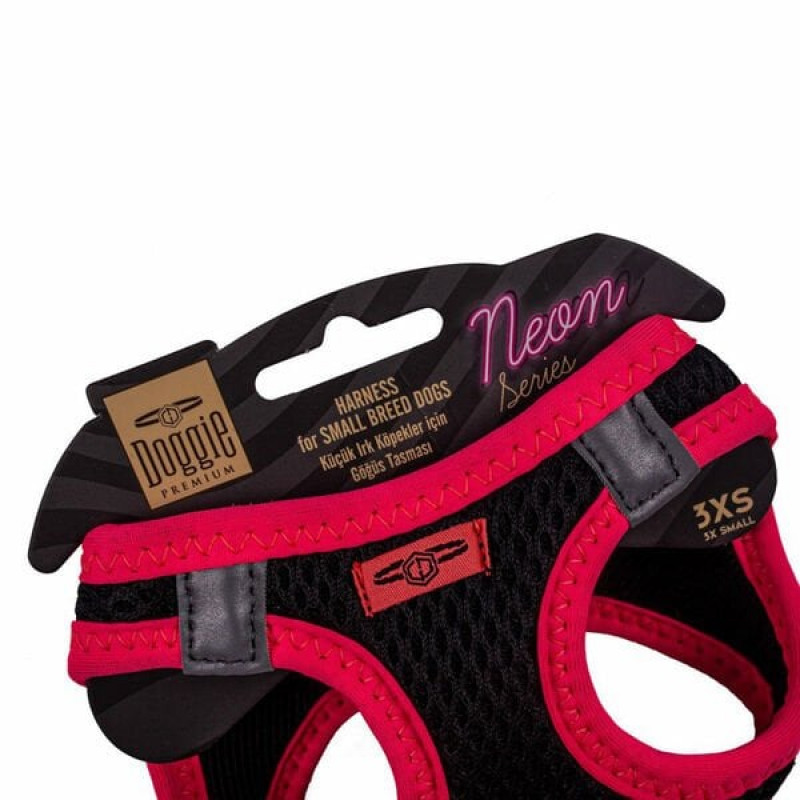 Doggie XXXS Neon Havalı Dokuma Göğüs Tasması Pembe 22-26 Cm | Köpek Göğüs Tasması