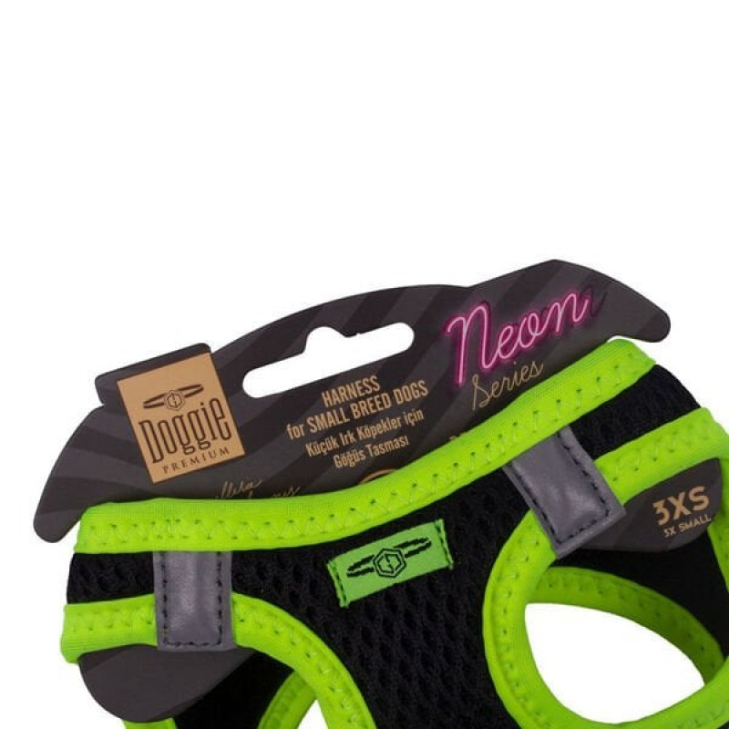 Doggie XXXS Neon Havalı Dokuma Göğüs Tasması Sarı 22-26 Cm | Köpek Göğüs Tasması