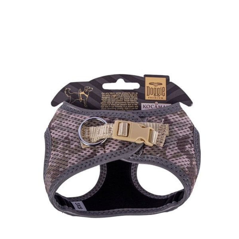 Doggie XXXS Reflektör Havalı Dokuma Göğüs Tasması Kamuflaj 22-26 Cm | Köpek Göğüs Tasması