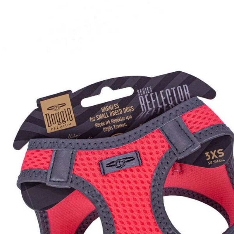 Doggie XXXS Reflektör Havalı Dokuma Göğüs Tasması Pembe 22-26 Cm | Köpek Göğüs Tasması