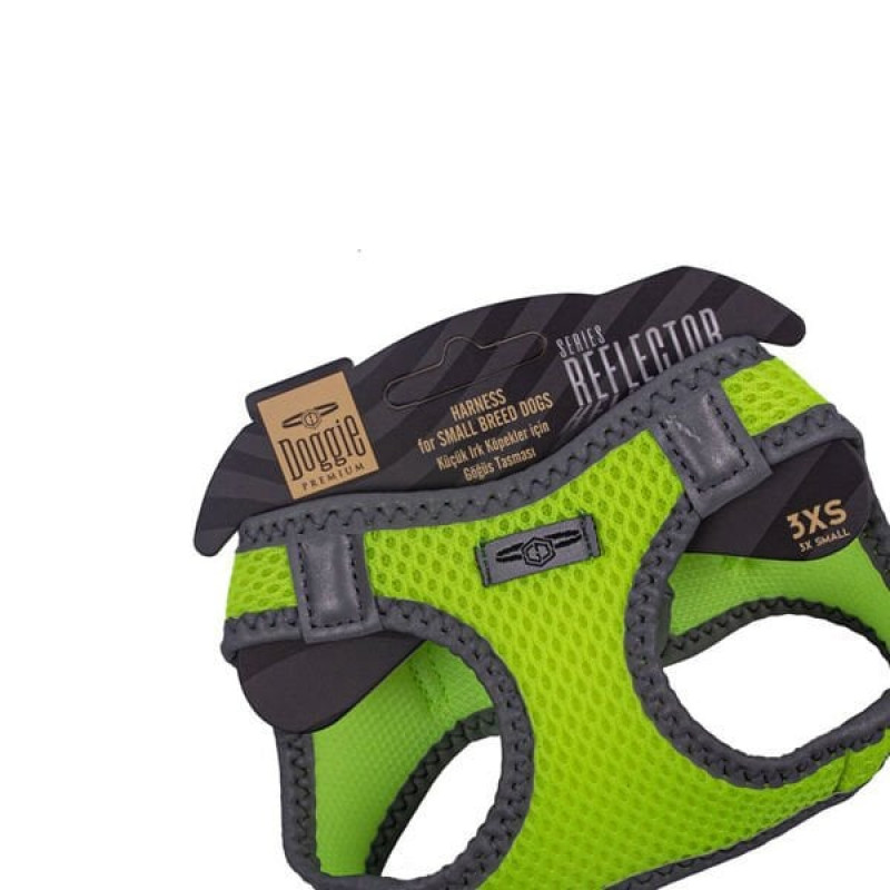 Doggie XXXS Reflektör Havalı Dokuma Göğüs Tasması Sarı 22-26 Cm | Köpek Göğüs Tasması