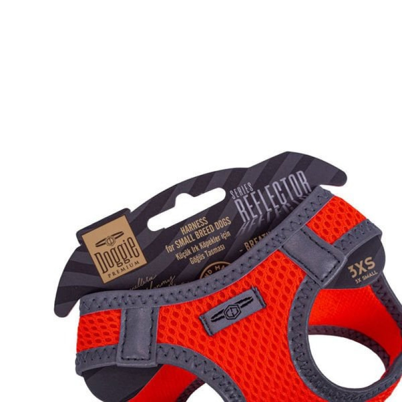 Doggie XXXS Reflektör Havalı Dokuma Göğüs Tasması Turuncu 22-26 Cm | Köpek Göğüs Tasması