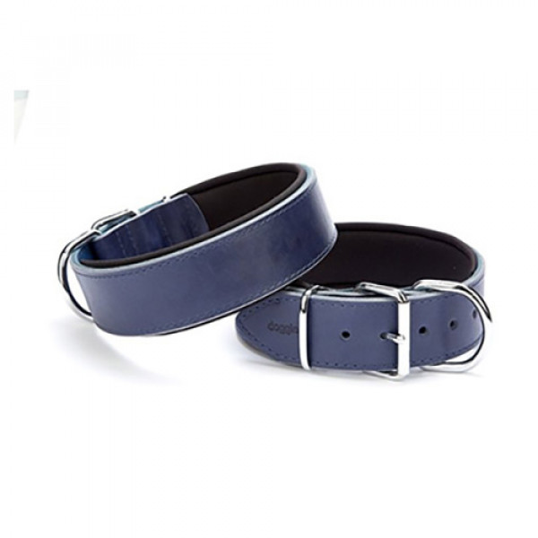 Doggie 6x60-70 Cm Çift Kat Deri Extra Güçlü Boyun Tasma Royalblue | Köpek Boyun Tasması