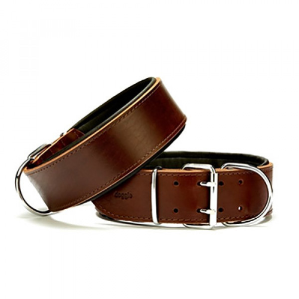 Doggie 6x55-65 Cm Çift Kat Deri Extra Güçlü Sade Boyun Tasma Brown | Köpek Boyun Tasması