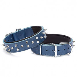 5x55-65 Cm Çift Kat Deri Güçlü Çivili Boyun Tasma Royalblue | Köpek Boyun Tasması