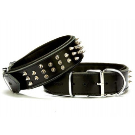 5x50-60 Cm Çift Kat Deri Güçlü Çivili Boyun Tasma Siyah | Köpek Boyun Tasması