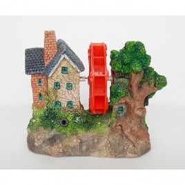 16x10x14 Cm King Çarklı Ağaçlı Ev | Akvaryum Dekor Fon