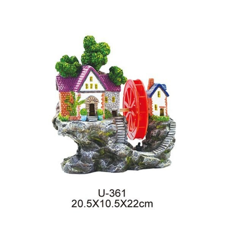 Dophin 20,5x10,5x22 Cm King Çarklı Kayalıklı Ev | Akvaryum Dekor Fon Dophin 20,5x10,5x22 Cm King Çarklı Kayalıklı Ev | Akvaryum Dekor Fon