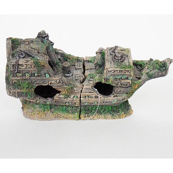 Dophin 21x6,5x12 King Yosunlu Kırık Gemi | Akvaryum Dekor Fon