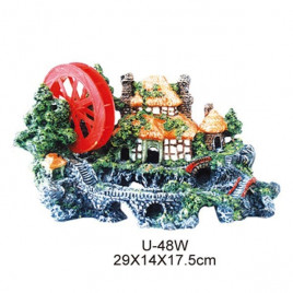 29x14x17,5 Cm King Kayıp Dağ Evi Çarklı | Akvaryum Dekor Fon