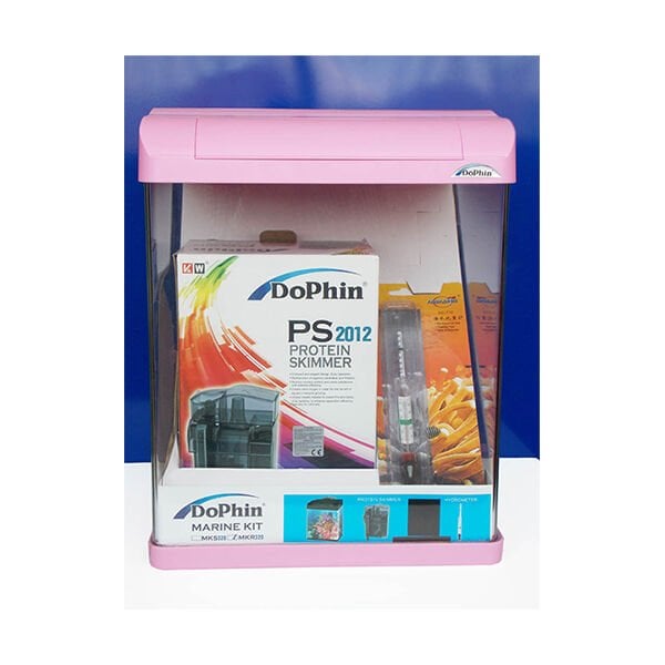 Dophin 32x30x36 Cm Bombeli Deniz Akvaryumu ve Kiti Pembe | Deniz Akvaryum Aksesuarı