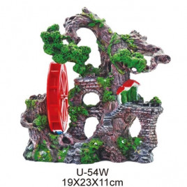 King Delikli Köprü ve Değirmen | Akvaryum Dekor Fon