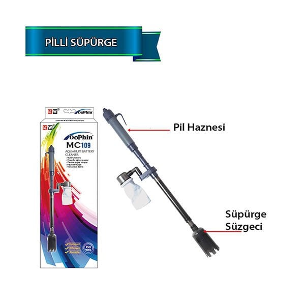 Dophin Pilli Dip Süpürge | Akvaryum Temizlik Malzemesi