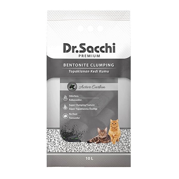 Dr.Sacchi 10 Lt Aktif Karbon Topaklanan Bentonit Kum | Doğal Kedi Kumu