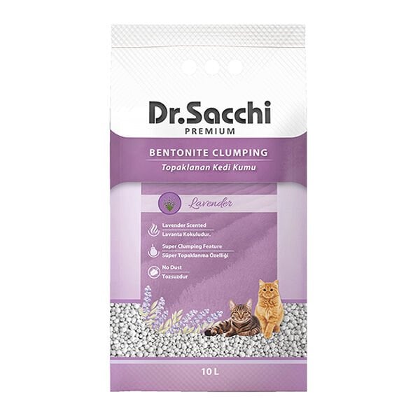 Dr.Sacchi 10 Lt Topaklanan Bentonit Doğal Kum Lavanta | Doğal Kedi Kumu