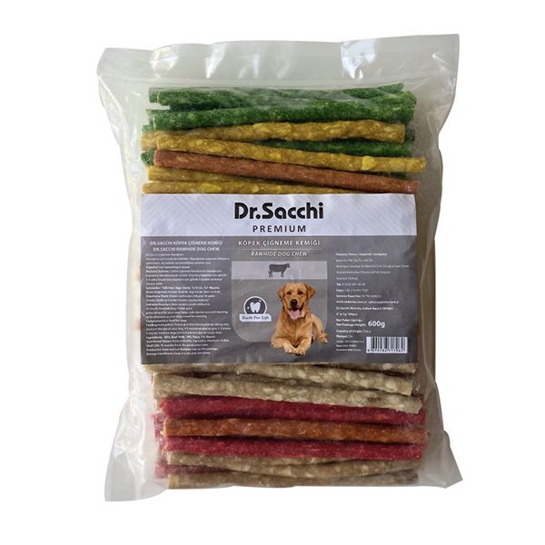 Dr.Sacchi 100 Adet Munchy Çubuk Renkli | Köpek Kemik Ödül Maması