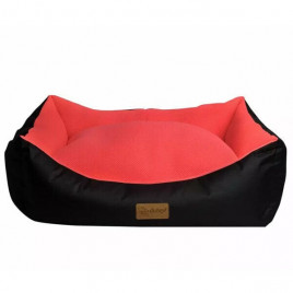 50x38x19h Cm Dondurma Dikdörtgen Yatak VR01 Siyah Pembe (S) | Kumaş Köpek Yatağı