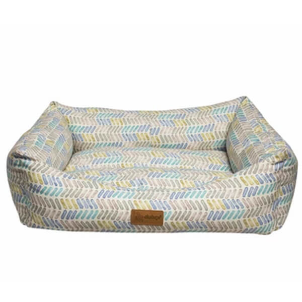 Dubex M Makaron Dikdörtgen Yatak Mavi Kısa Çizgili 62x44x22h Cm | Kumaş Köpek Yatağı