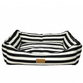 S Makaron Dikdörtgen Yatak Siyah Çizgili  50x38x19h Cm | İç Mekan Köpek Yatağı