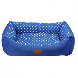 L 78x60x22 Cm Tarte Dikdörtgen Yatak Vr02 P.Mavi Benekli | Kumaş Kedi Yatağı