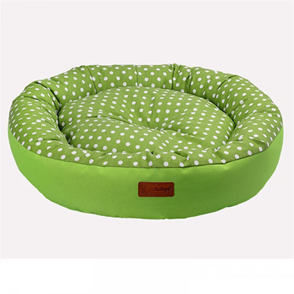 Dubex M 65x15 Cm Tarte Yuvarlak Yatak Vr03 F.Yeşili Benekli | Kumaş Köpek Yatağı