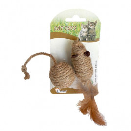 2 Adet Keten İpli Fare ve Top 2 Adet | Peluş Kedi Oyuncağı