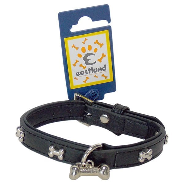 Eastland 35 Cm 1.6 Mm Deri Metal Kemik işlemeli Boyun | Köpek Boyun Tasması