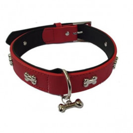 Deri Kemik Desenli Boyun Siyah | Köpek Boyun Tasması