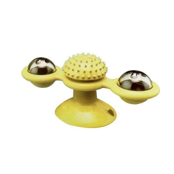 Ebi Vantuzlu Yel Değirmeni Sarı | Plastik Kedi Oyuncağı