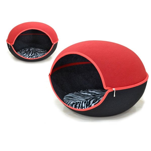 Euro Cat 60X47X57 Cm Fermuarlı Kırmızı Siyah | Yuvalı Köpek Yatağı