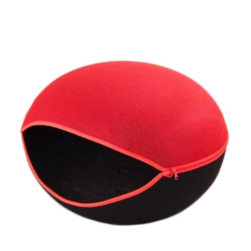 Euro Cat 60X47X57 Cm Fermuarlı Kırmızı Siyah | Yuvalı Köpek Yatağı