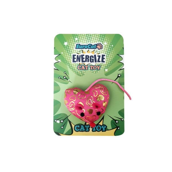 Euro Cat Yaldızlı Kalp Pembe | Plastik Kedi Oyuncağı